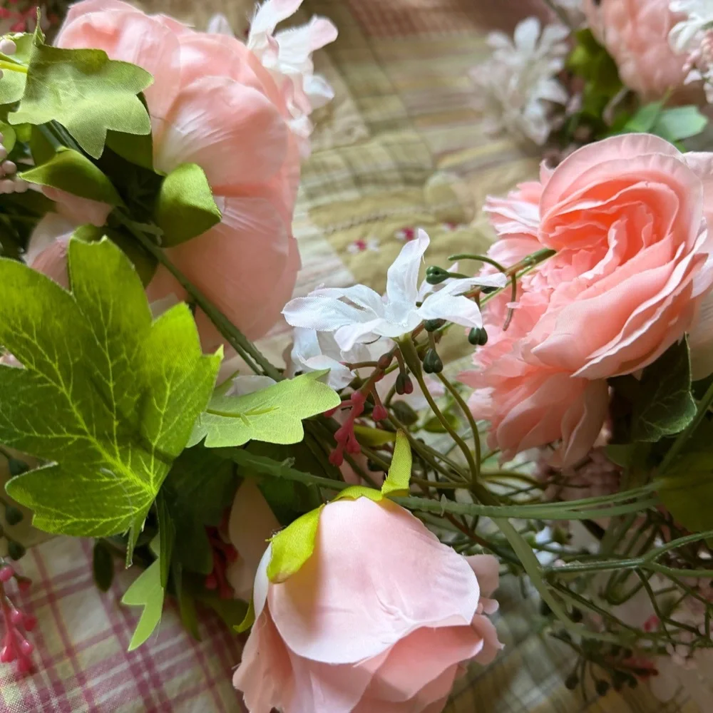 Floral Garland‎ Peach Flowers 2 strands-72” each Floral garland for Wedding NEW